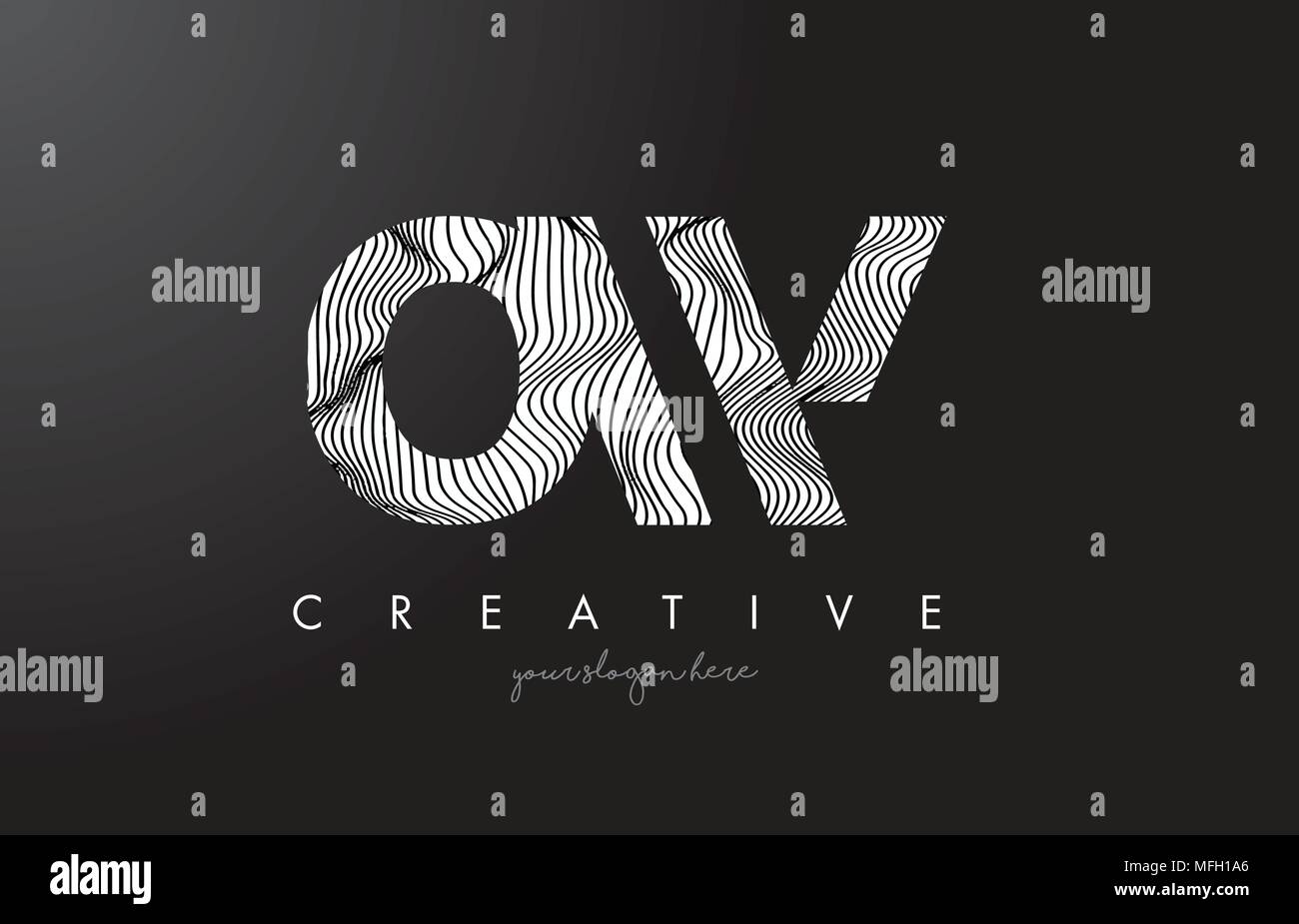 OW O W Schreiben Logo mit Zebrastreifen Textur Design Vector Illustration. Stock Vektor