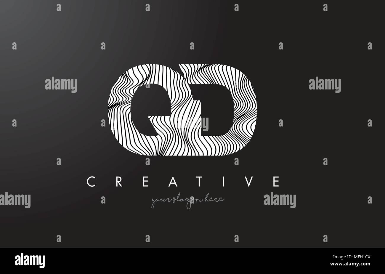 QD Q D schreiben Logo mit Zebrastreifen Textur Design Vector Illustration. Stock Vektor