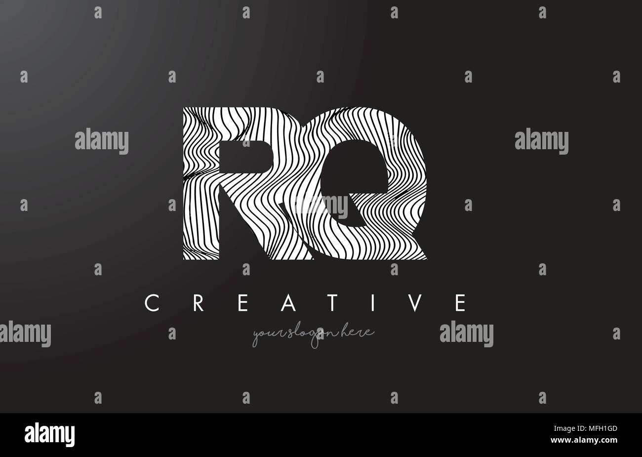 RQ R Q Schreiben Logo mit Zebrastreifen Textur Design Vector Illustration. Stock Vektor