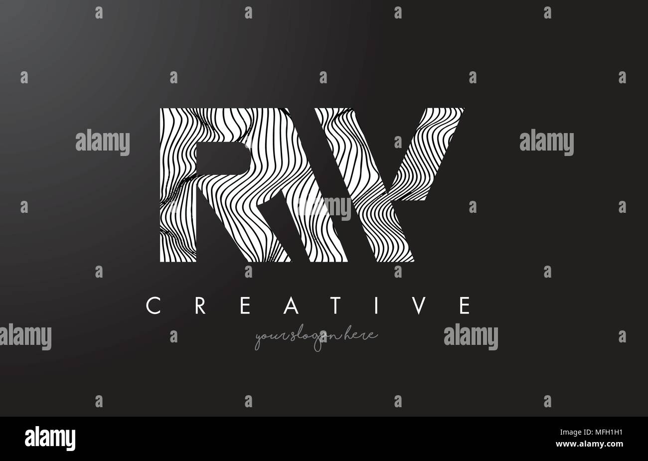 RW-R W Schreiben Logo mit Zebrastreifen Textur Design Vector Illustration. Stock Vektor