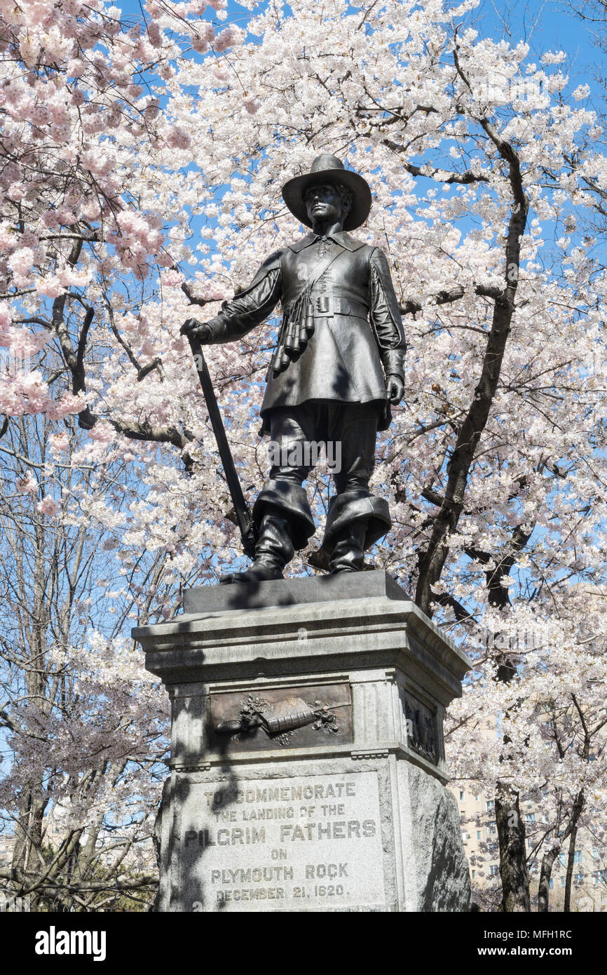 Der Pilger Statue, Pilgrim Hill, Central Park, New York Stockfoto