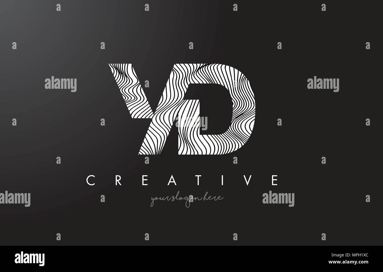 YD Y D schreiben Logo mit Zebrastreifen Textur Design Vector Illustration. Stock Vektor