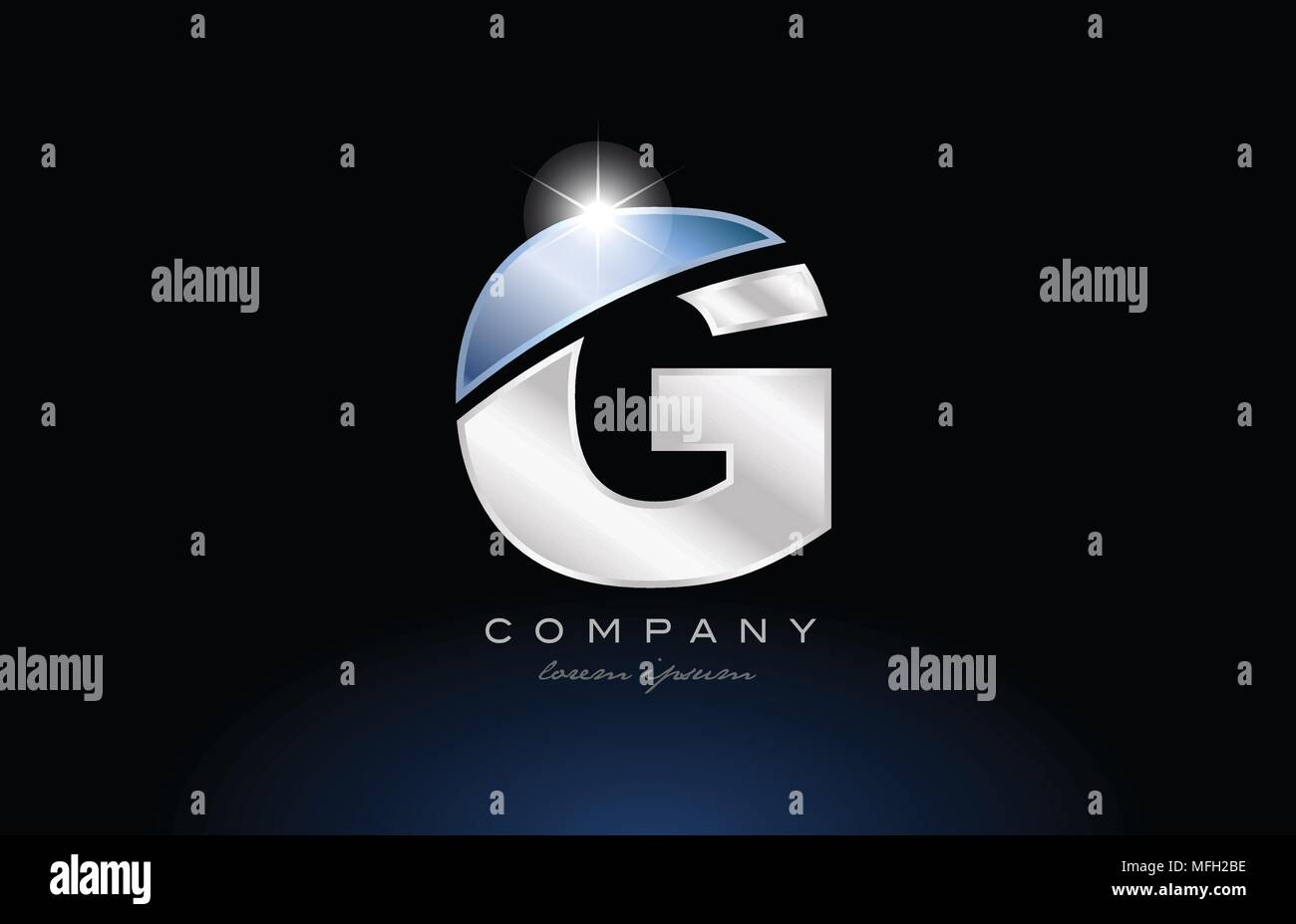 Buchstaben g Logo Design mit Metall Blau geeignet für ein Unternehmen oder ein Geschäft Stock Vektor