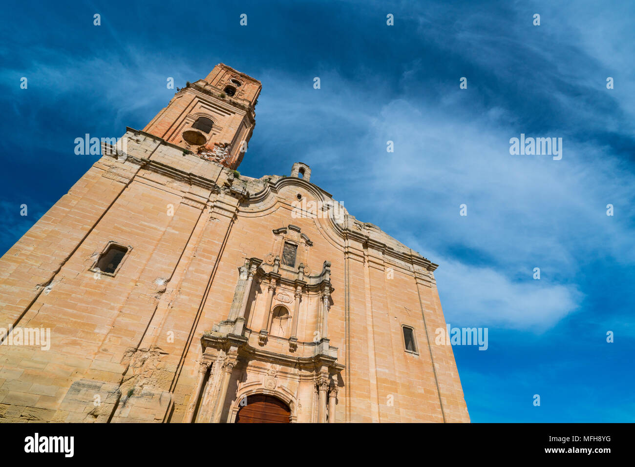 Spanischer Bürgerkrieg testimonial Dorf Poble Vell, Corbera d'Ebre Dorf, Terres de l'Ebre, Tarragona, Katalonien, Spanien Stockfoto