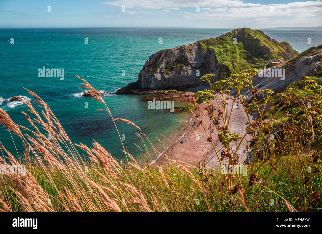 Man O'War Bay, die Leute am Strand, Durdle Door, Lulworth, England Stockfoto