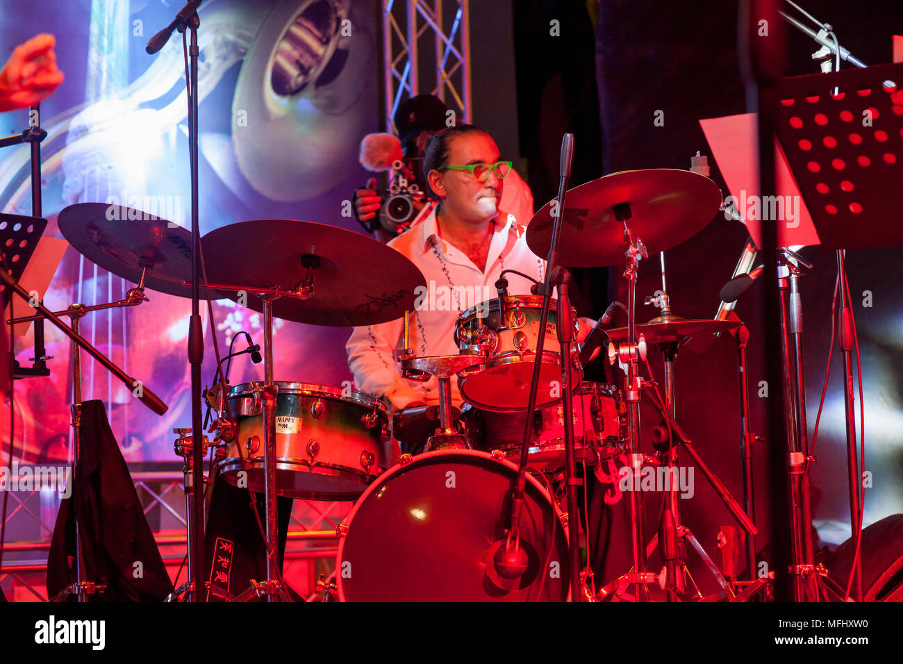 Schlagzeuger bei der Dominikanischen Republik Jazz Festival Stockfoto