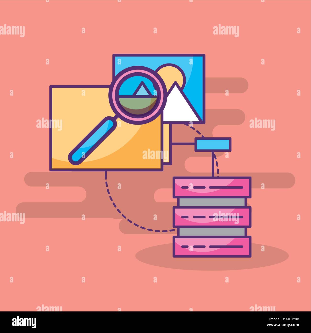 Daten server Suche Analyse Ordner Stock Vektor