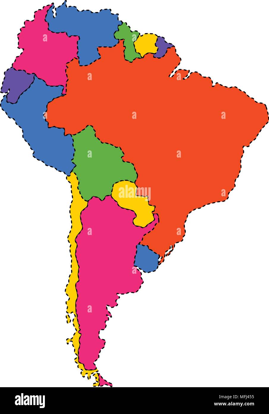 Politische Karte von Südamerika Stock Vektor