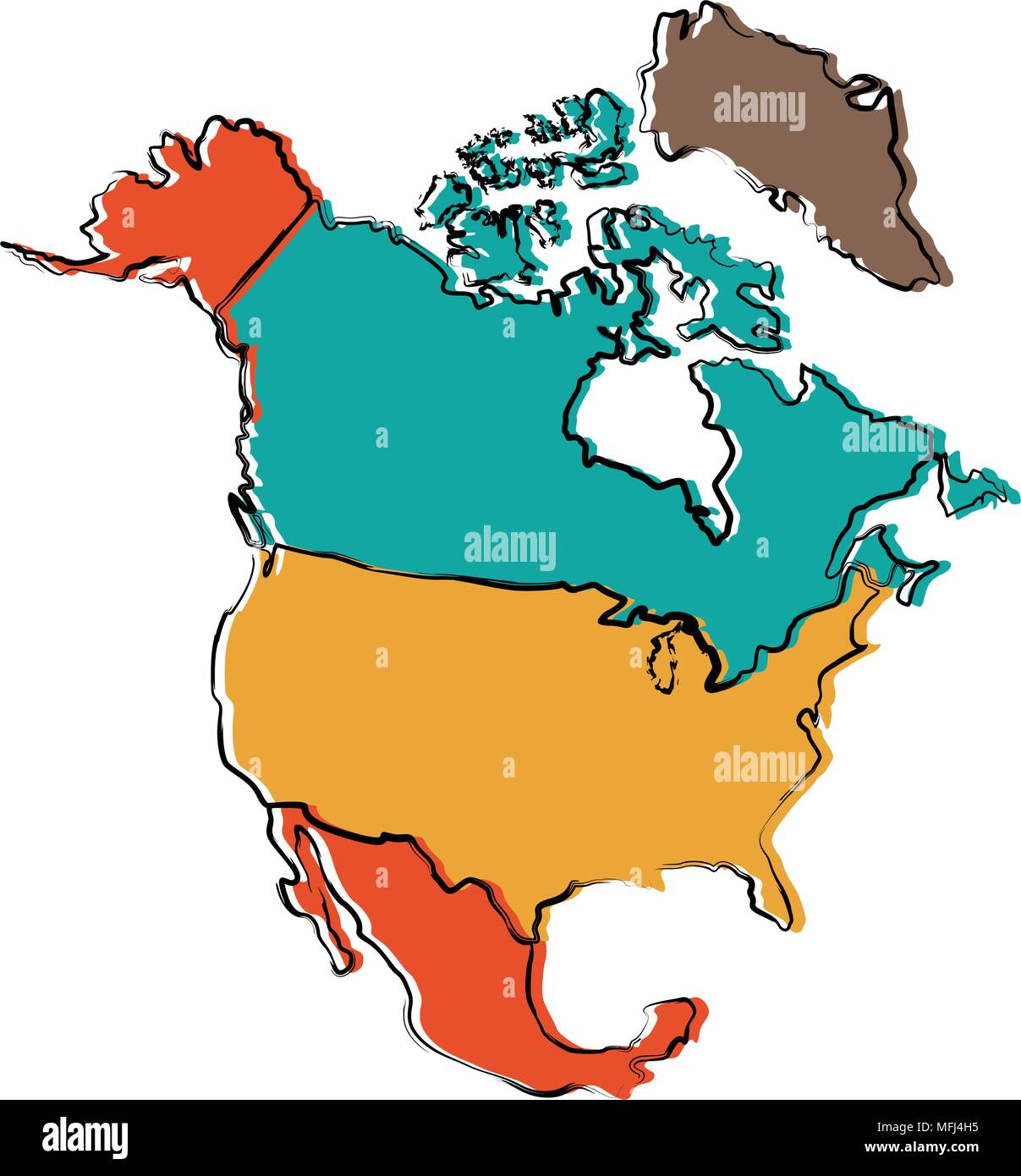 Politische Karte von Nord Amerika Stock Vektor