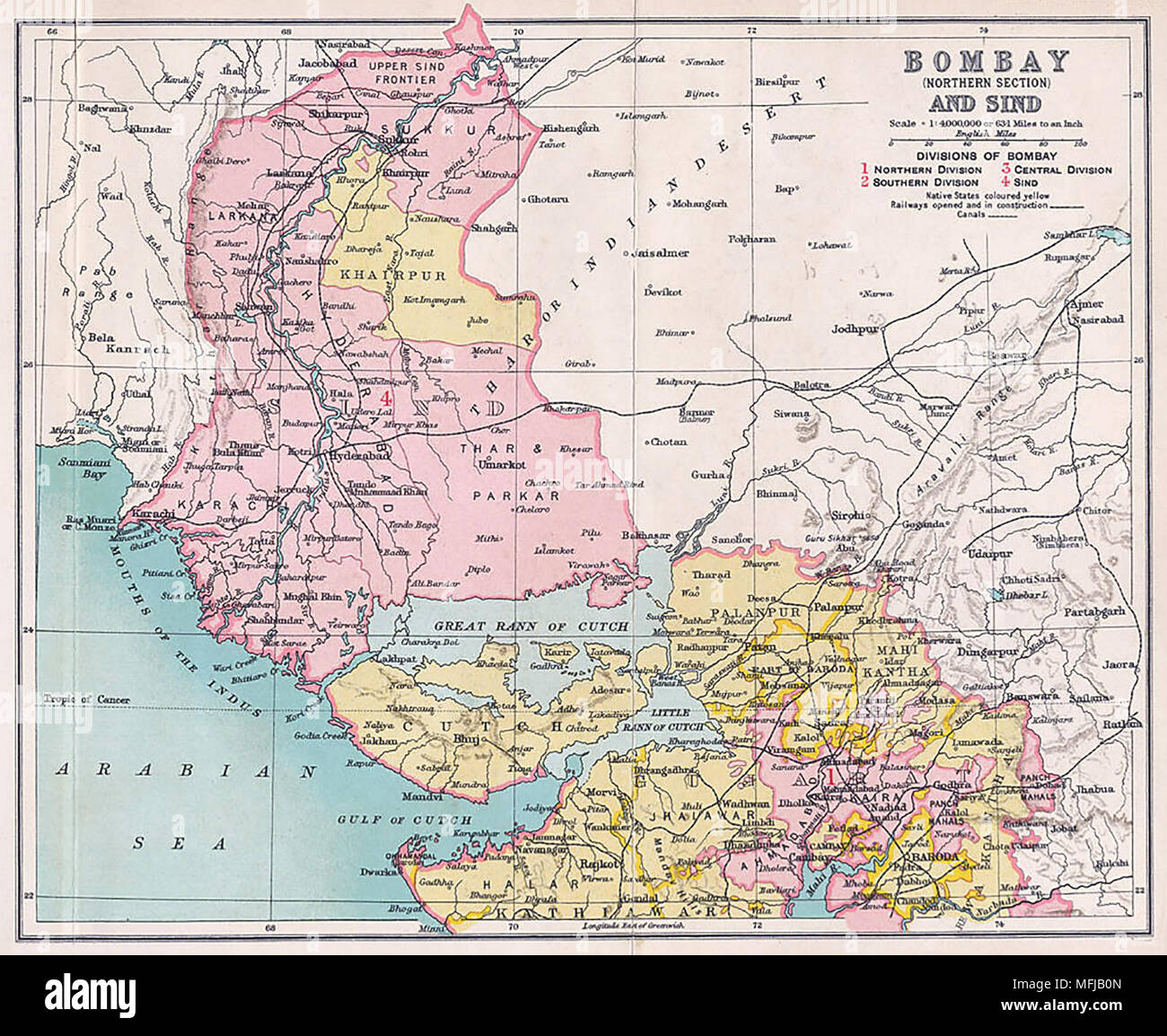 Präsidentschaft Bombay und Karachi, südlichen Teil, 1909 Stockfoto