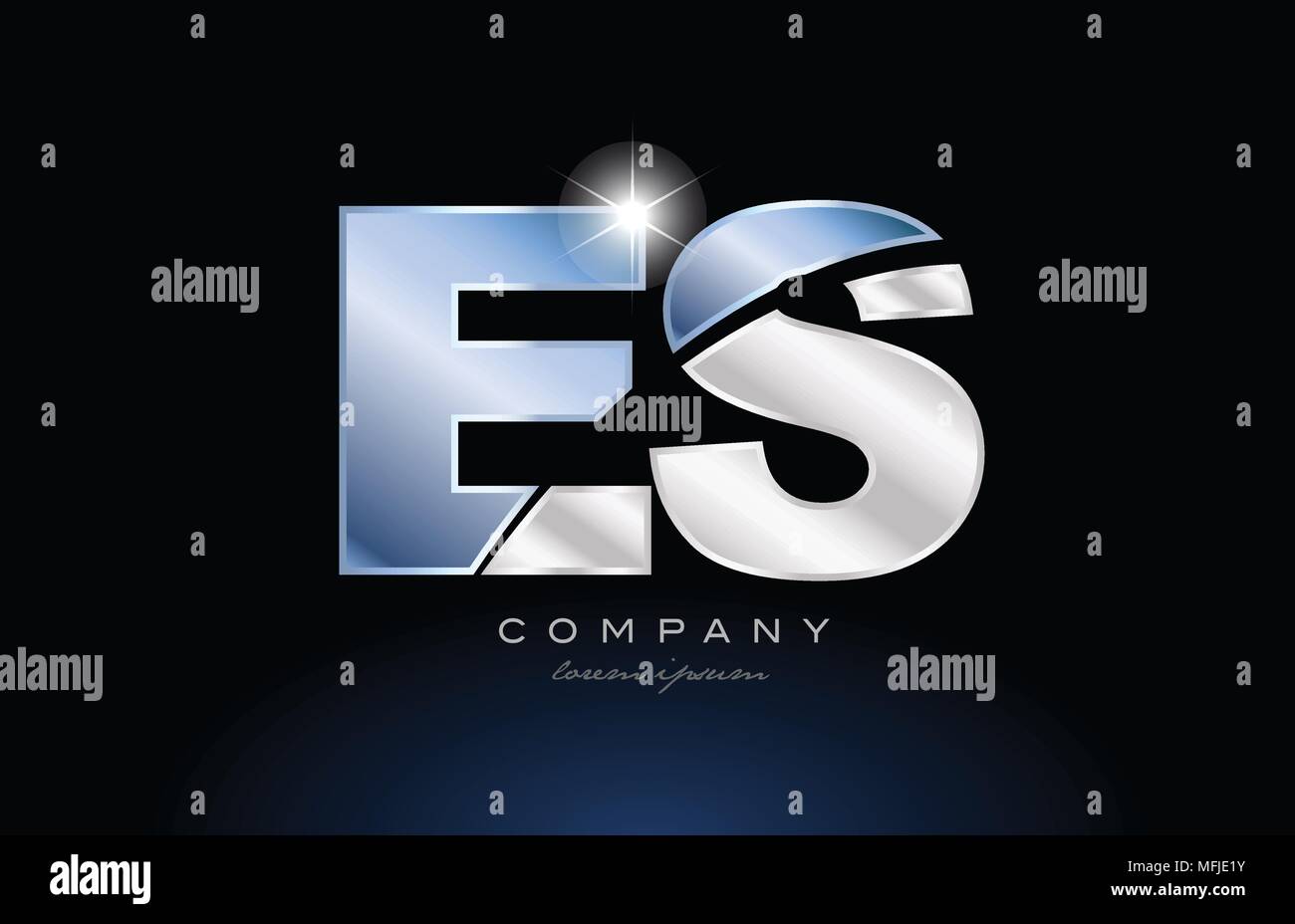 Buchstaben es e s Logo Design mit Metall Blau geeignet für ein