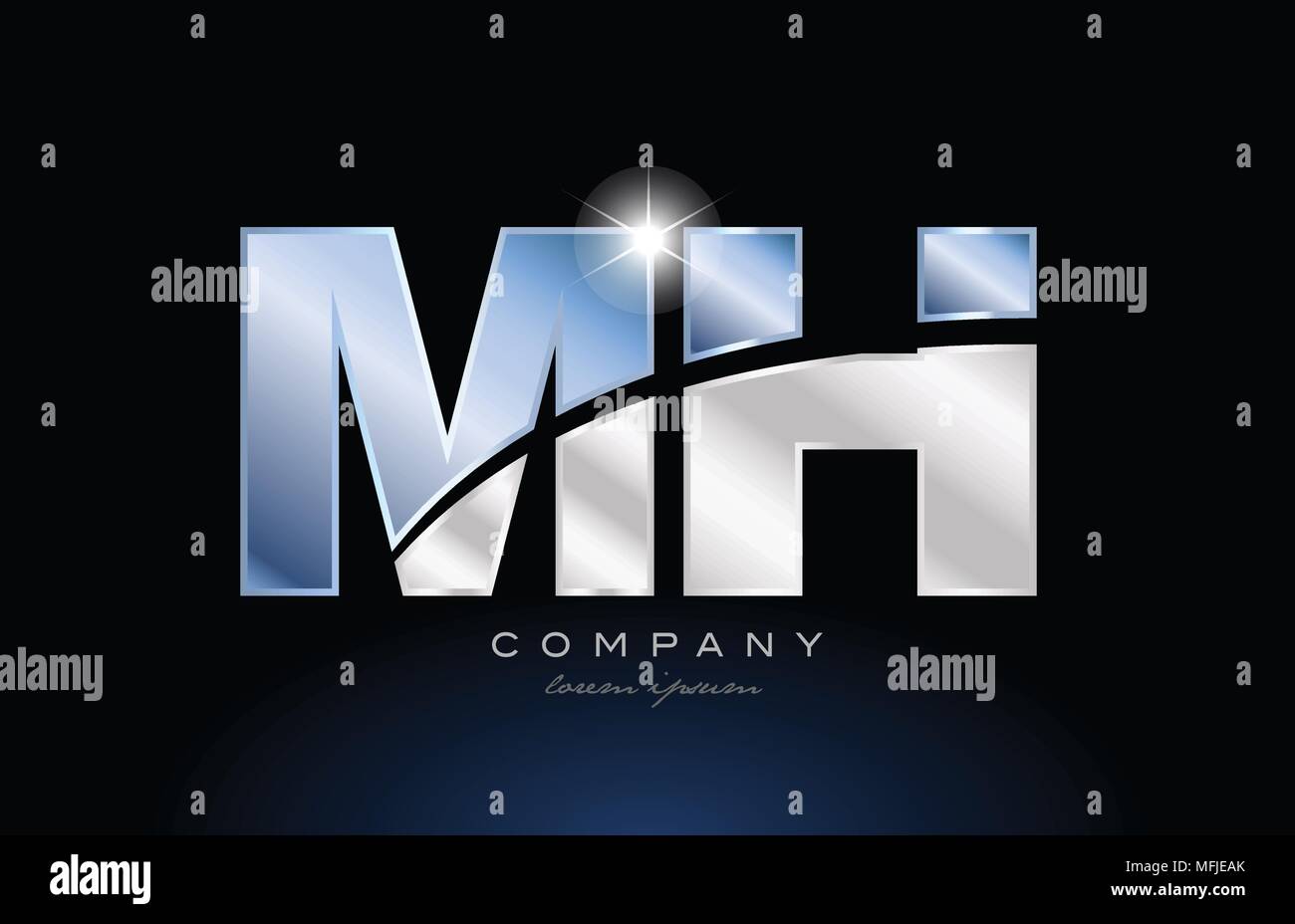 Buchstaben mh m h Logo Design mit Metall Blau geeignet für ein Unternehmen oder ein Geschäft Stock Vektor