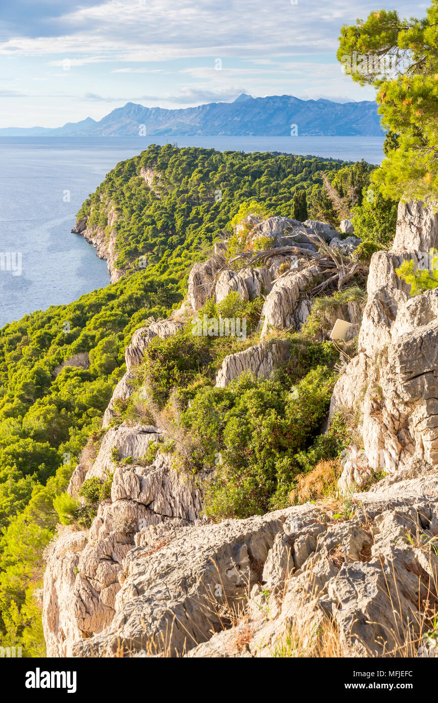 Erhöhten Blick auf Kap Osejava in der Nähe von Makarska, Kroatien, Europa Stockfoto