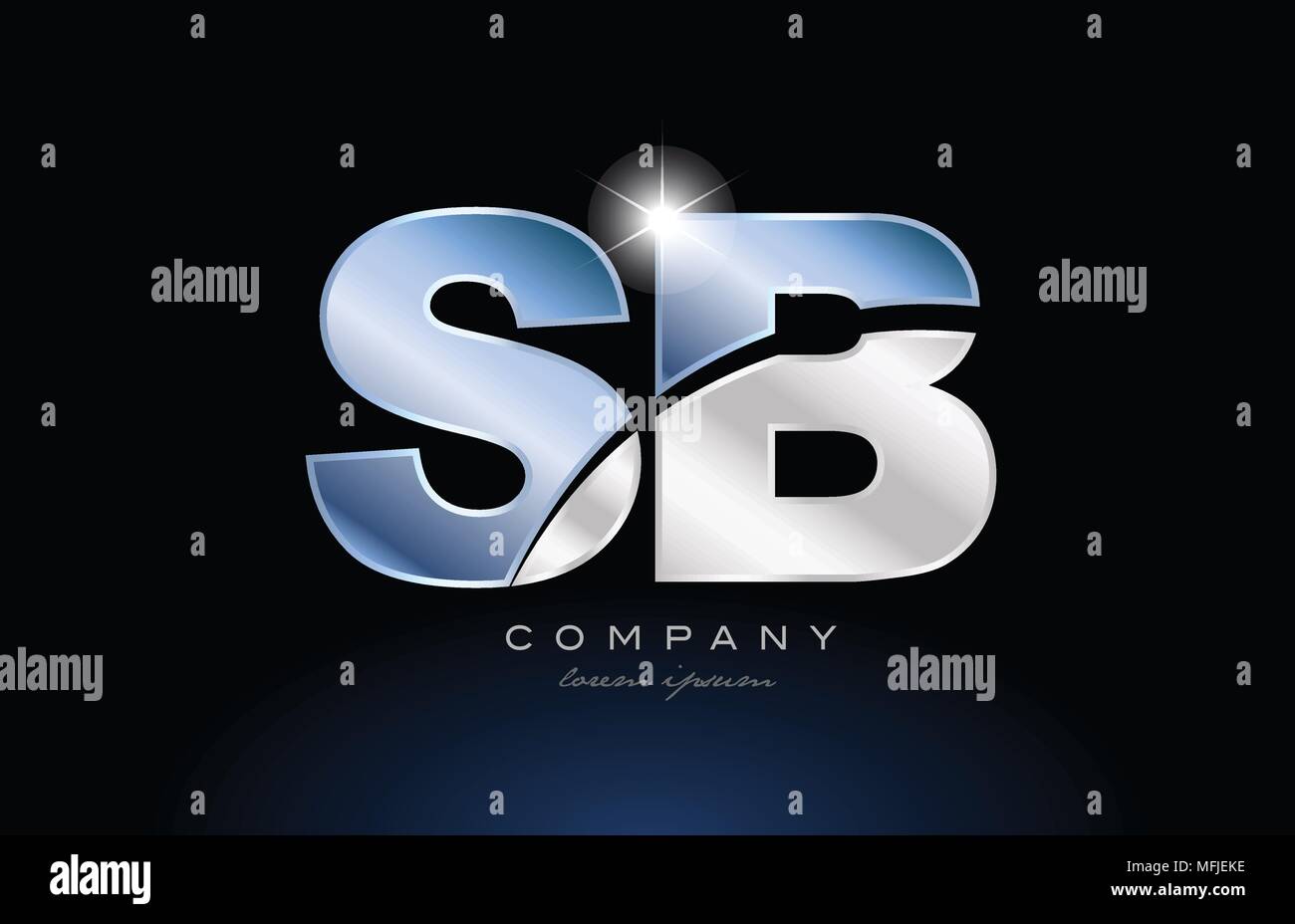 Buchstaben sb s b Logo Design mit Metall Blau geeignet für ein Unternehmen oder ein Geschäft Stock Vektor