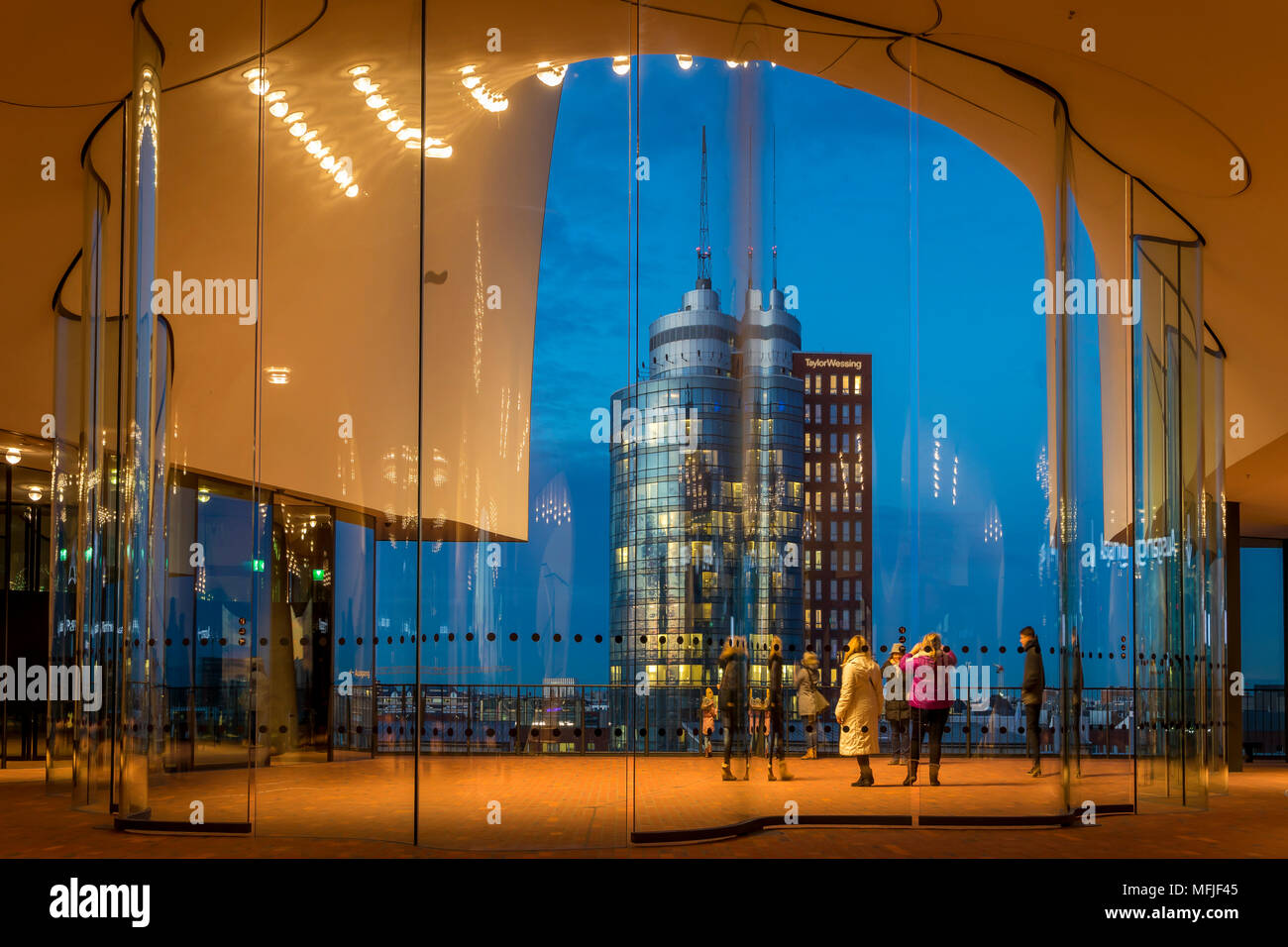 Blick von der Plaza der Elbphilharmonie Gebäude, Hamburg, Deutschland, Europa Stockfoto