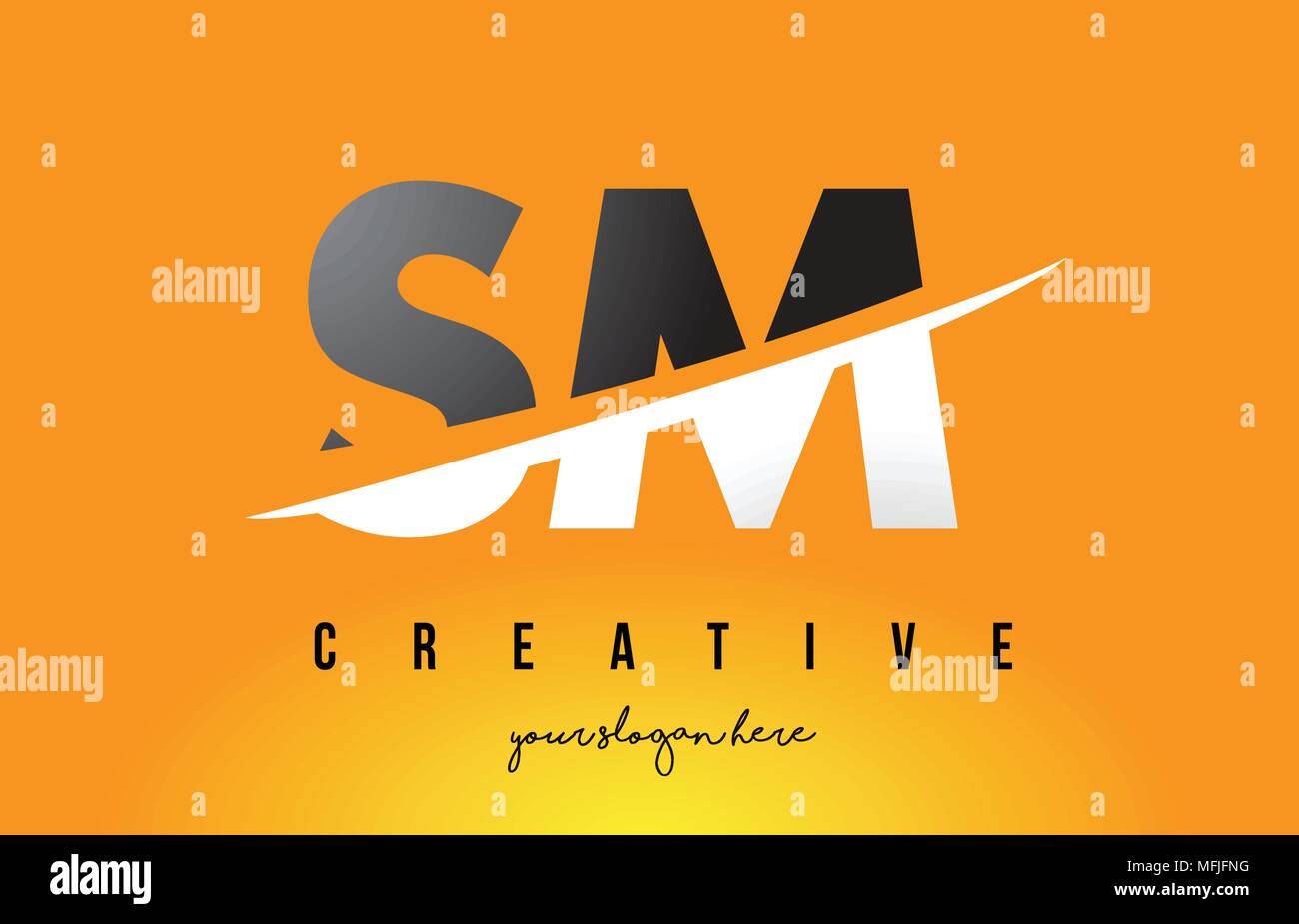 Sm S M Schreiben Modernes Logo Design Mit Swoosh Schneiden Die Mittleren Buchstaben Und Gelben Hintergrund Stock Vektorgrafik Alamy