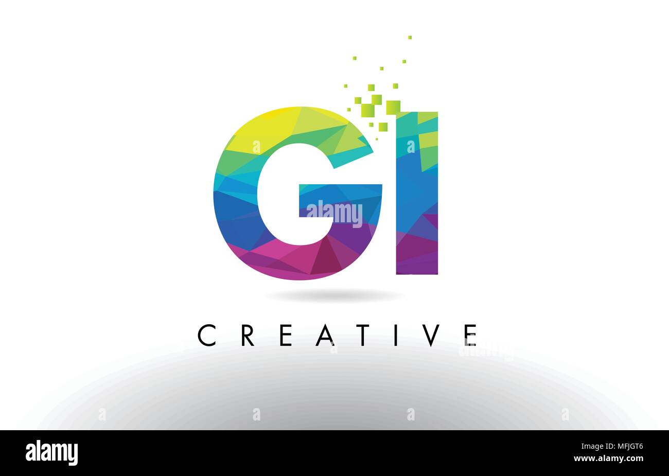 GI-G ICH Bunte Buchstaben Design mit Kreativen Origami Dreiecke Rainbow Vektor. Stock Vektor