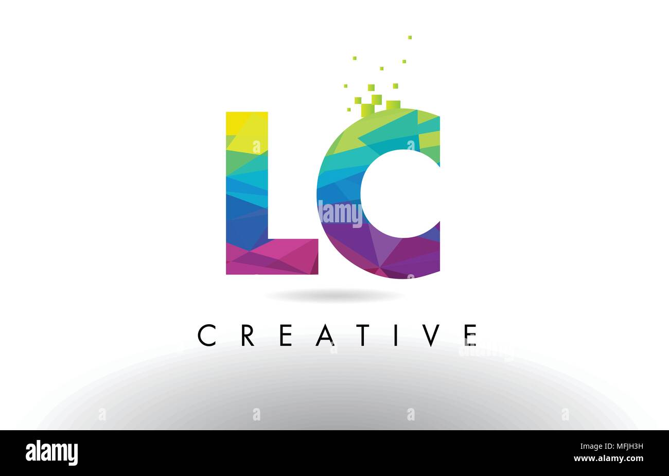 LC L C Bunte Buchstaben Design mit Kreativen Origami Dreiecke Rainbow Vektor. Stock Vektor