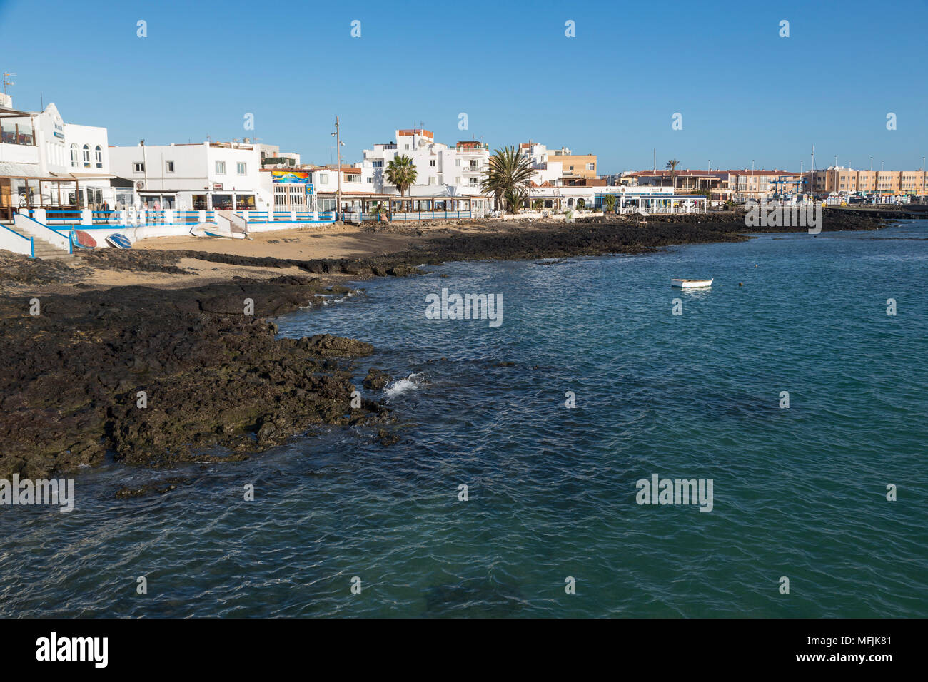 Die Waterfront in der Altstadt von Corralejo auf der Insel Fuerteventura, Kanarische Inseln, Spanien, Atlantik, Europa Stockfoto