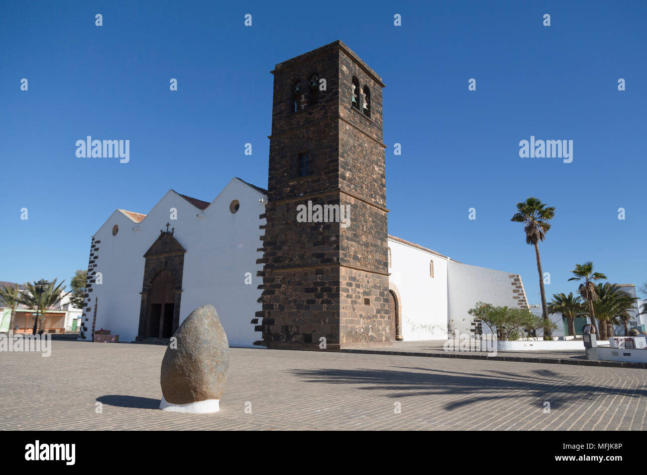 Kirche der Jungfrau von Candelaria in La Oliva auf der Vulkaninsel Fuerteventura, Kanarische Inseln, Spanien, Atlantik, Europa Stockfoto
