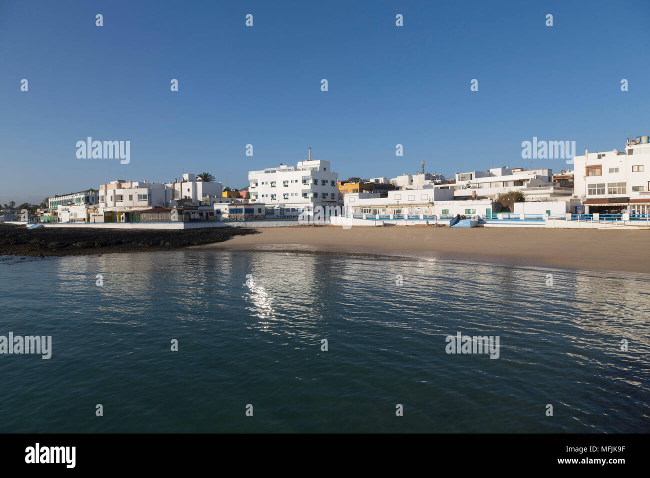 Die Waterfront in der Altstadt von Corralejo auf der Insel Fuerteventura, Kanarische Inseln, Spanien, Atlantik, Europa Stockfoto