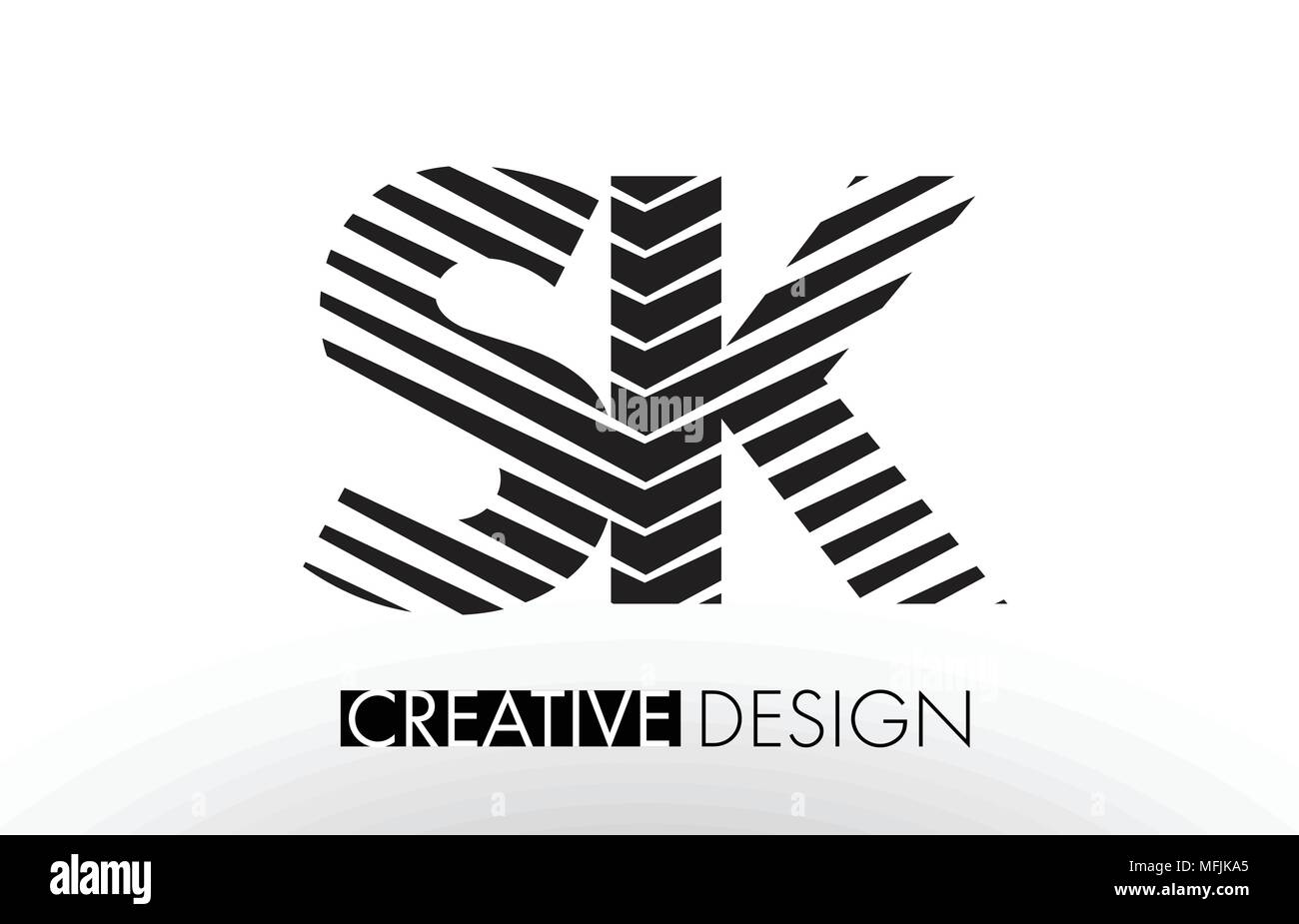 SK S K Zeilen schreiben Design mit Kreativen elegante Zebra Vector Illustration. Stock Vektor