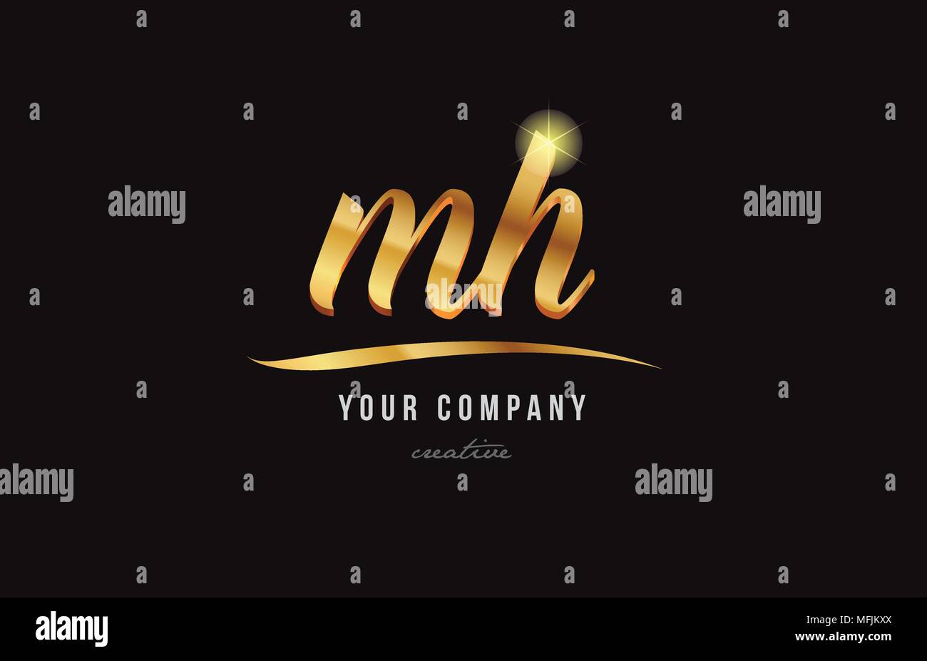 Gold Buchstaben mh m h logo Kombination design geeignet für ein Unternehmen oder ein Geschäft Stock Vektor