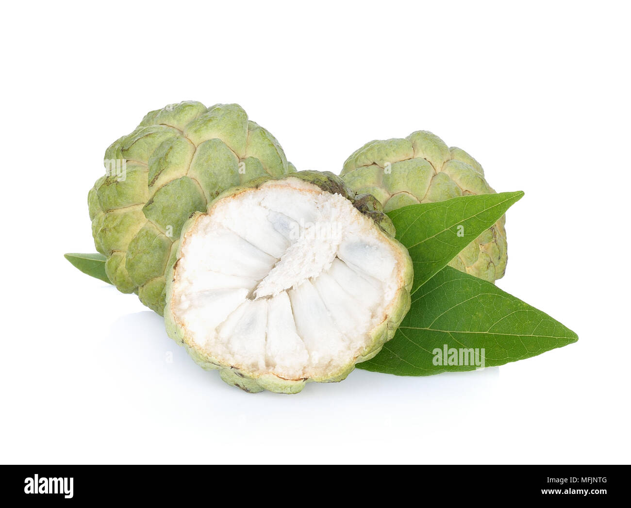 Custard Apple auf weißem Hintergrund Stockfoto