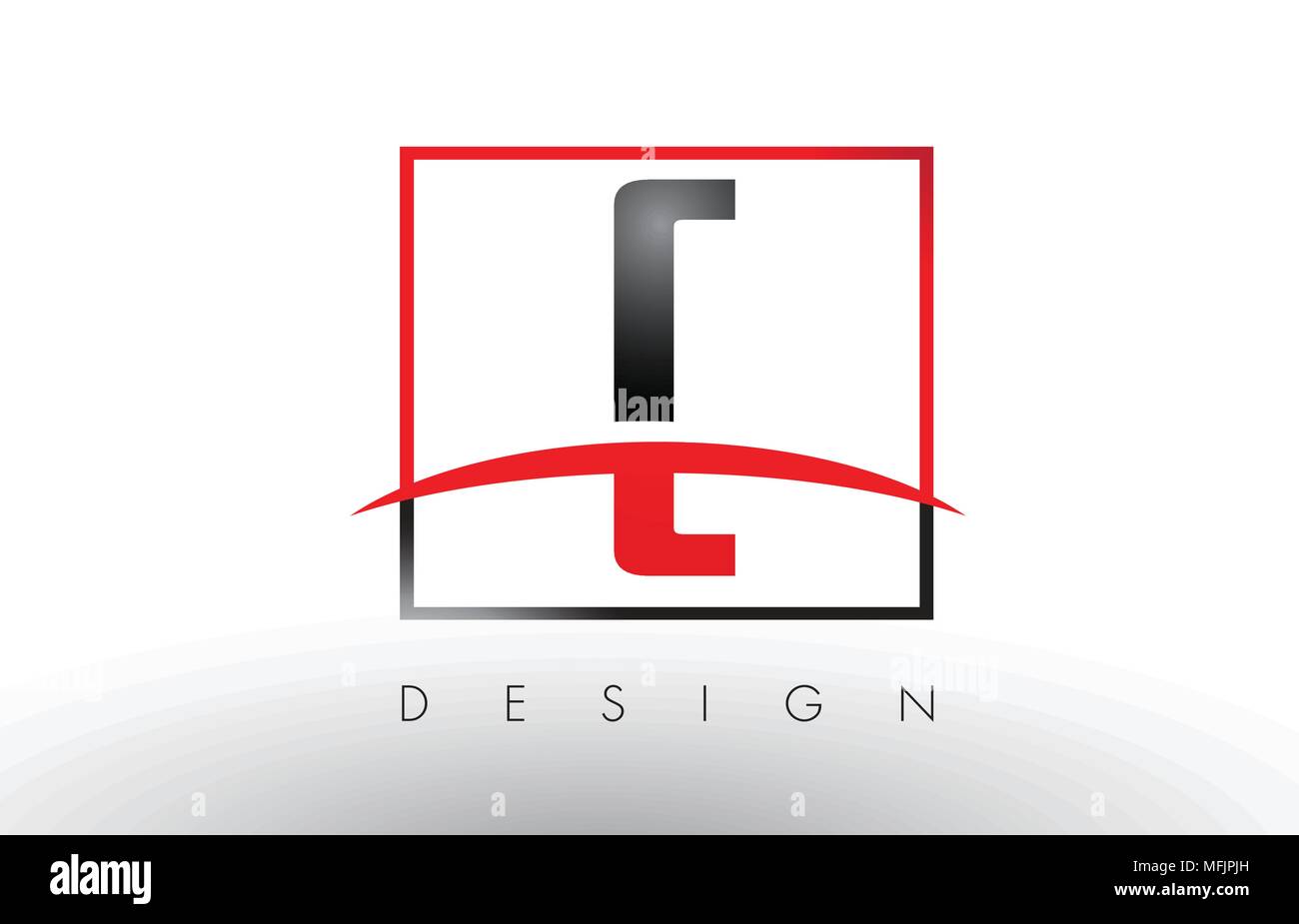 C-Logo Briefe mit roten und schwarzen Farben und Swoosh. Kreatives Schreiben Design Vector. Stock Vektor