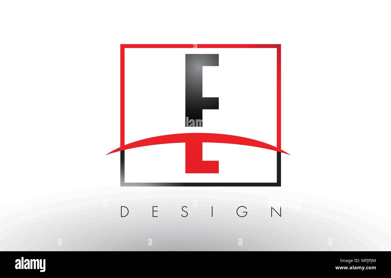 E Buchstaben mit roten und schwarzen Farben und Swoosh. Kreatives Schreiben Design Vector. Stock Vektor