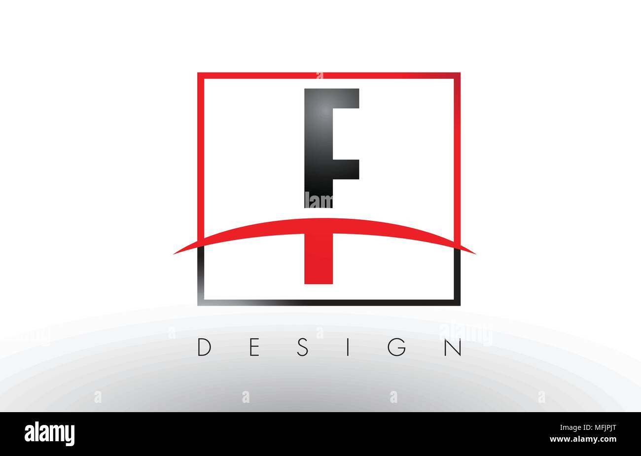 F Logo Briefe mit roten und schwarzen Farben und Swoosh. Kreatives Schreiben Design Vector. Stock Vektor