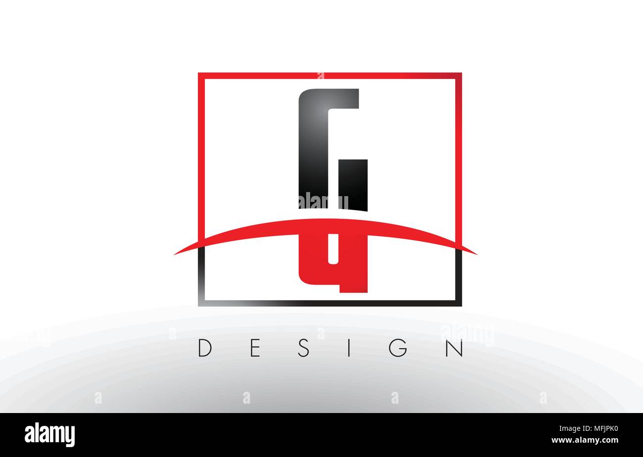 G Logo Briefe mit roten und schwarzen Farben und Swoosh. Kreatives Schreiben Design Vector. Stock Vektor