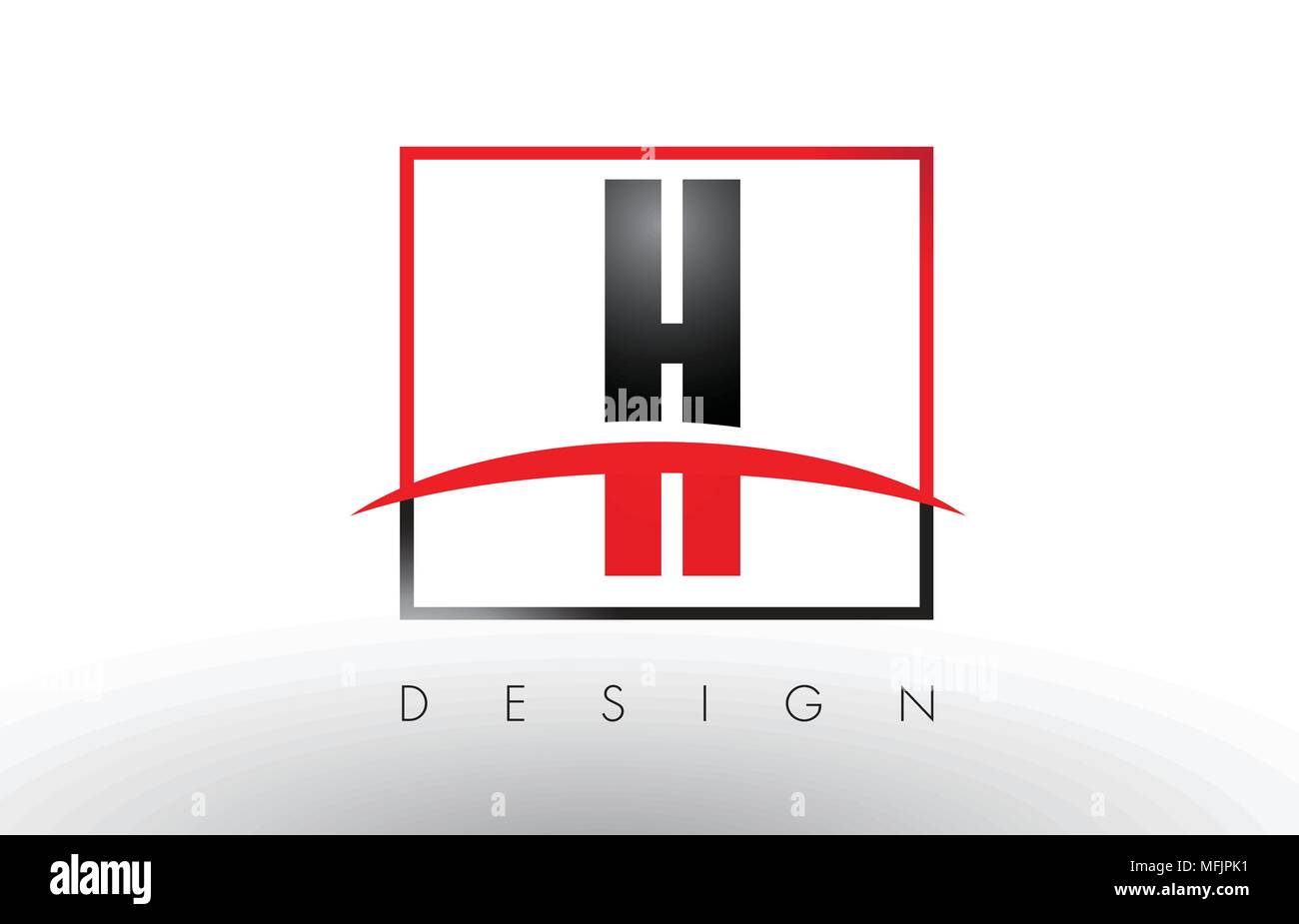 H Logo Briefe mit roten und schwarzen Farben und Swoosh. Kreatives Schreiben Design Vector. Stock Vektor