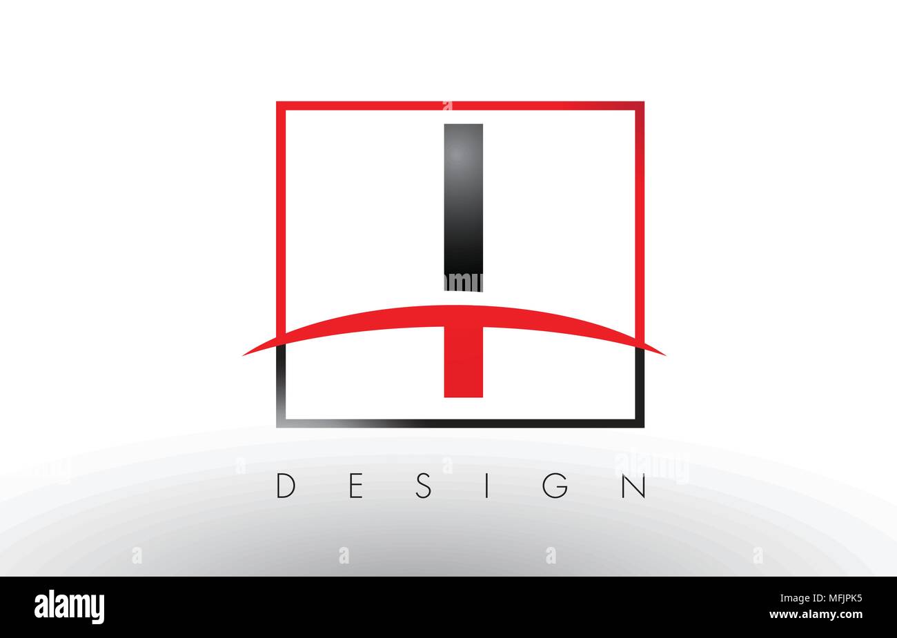 Ich Buchstaben mit roten und schwarzen Farben und Swoosh. Kreatives Schreiben Design Vector. Stock Vektor