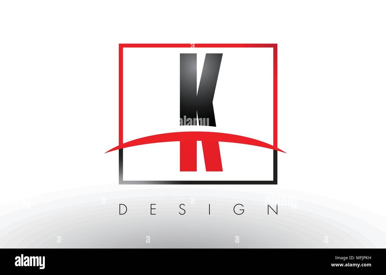 K-Logo Briefe mit roten und schwarzen Farben und Swoosh. Kreatives Schreiben Design Vector. Stock Vektor