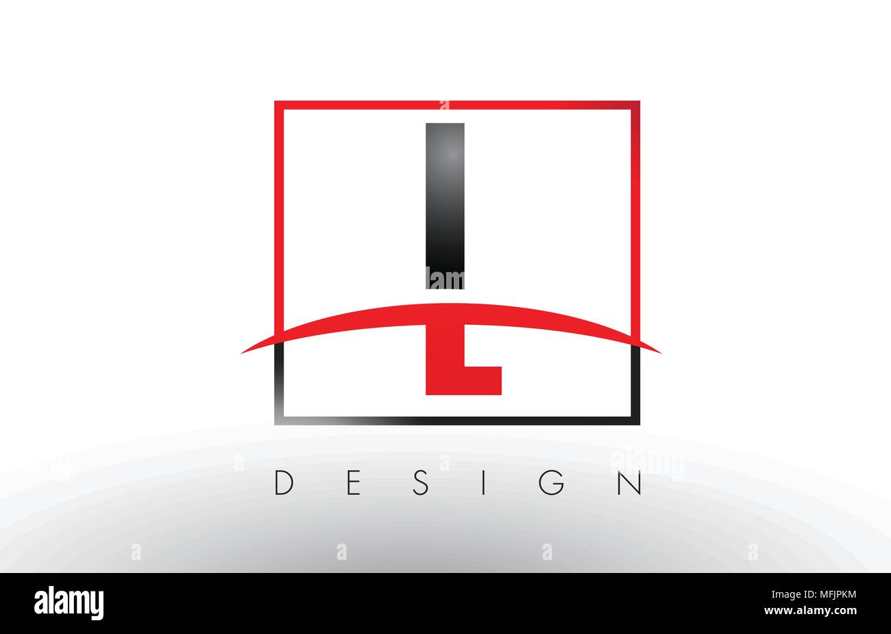 L Buchstaben mit roten und schwarzen Farben und Swoosh. Kreatives Schreiben Design Vector. Stock Vektor