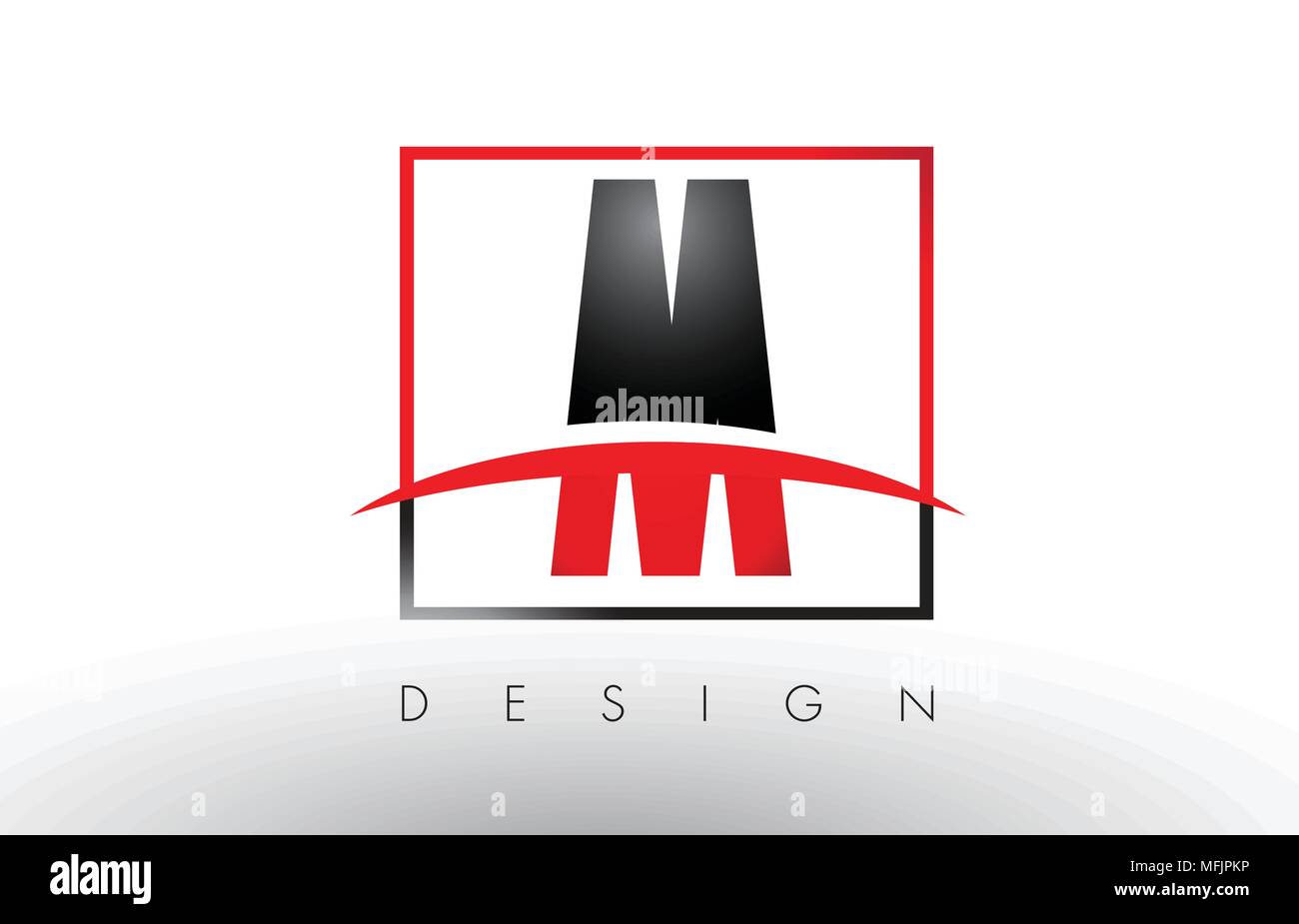 M Logo Briefe mit roten und schwarzen Farben und Swoosh. Kreatives Schreiben Design Vector. Stock Vektor