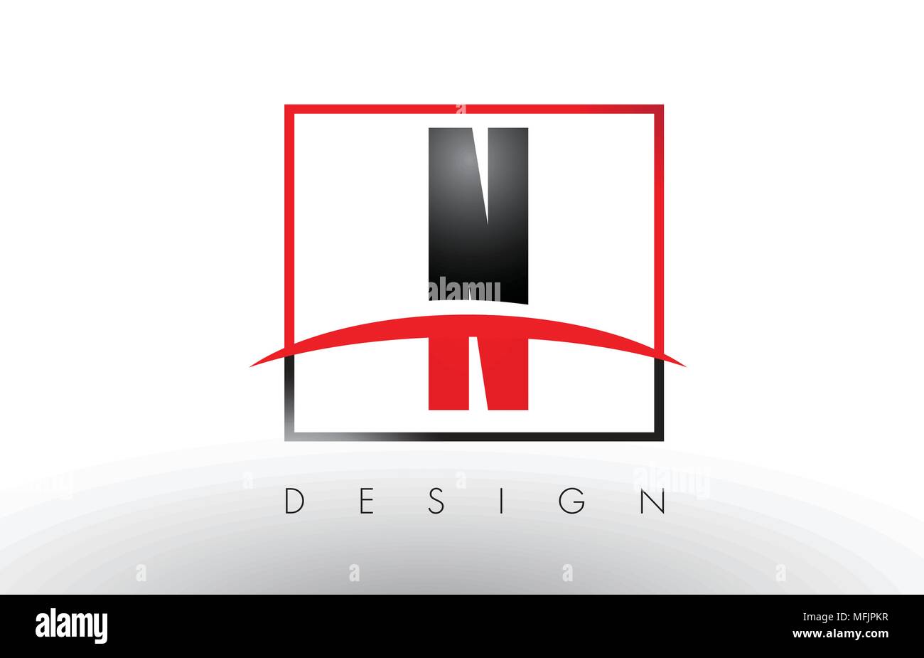 N-Logo Briefe mit roten und schwarzen Farben und Swoosh. Kreatives Schreiben Design Vector. Stock Vektor