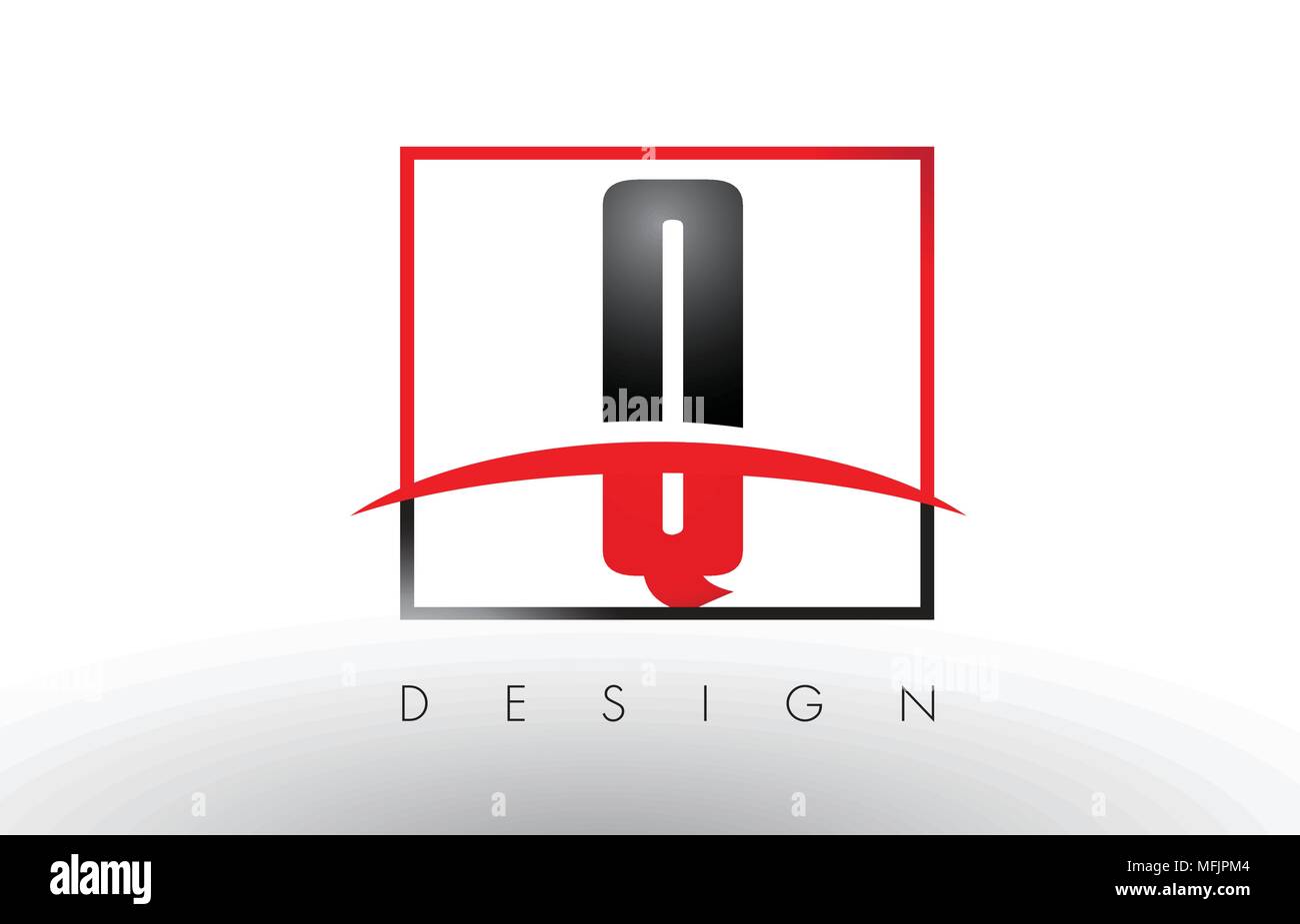 Q Logo Briefe mit roten und schwarzen Farben und Swoosh. Kreatives Schreiben Design Vector. Stock Vektor