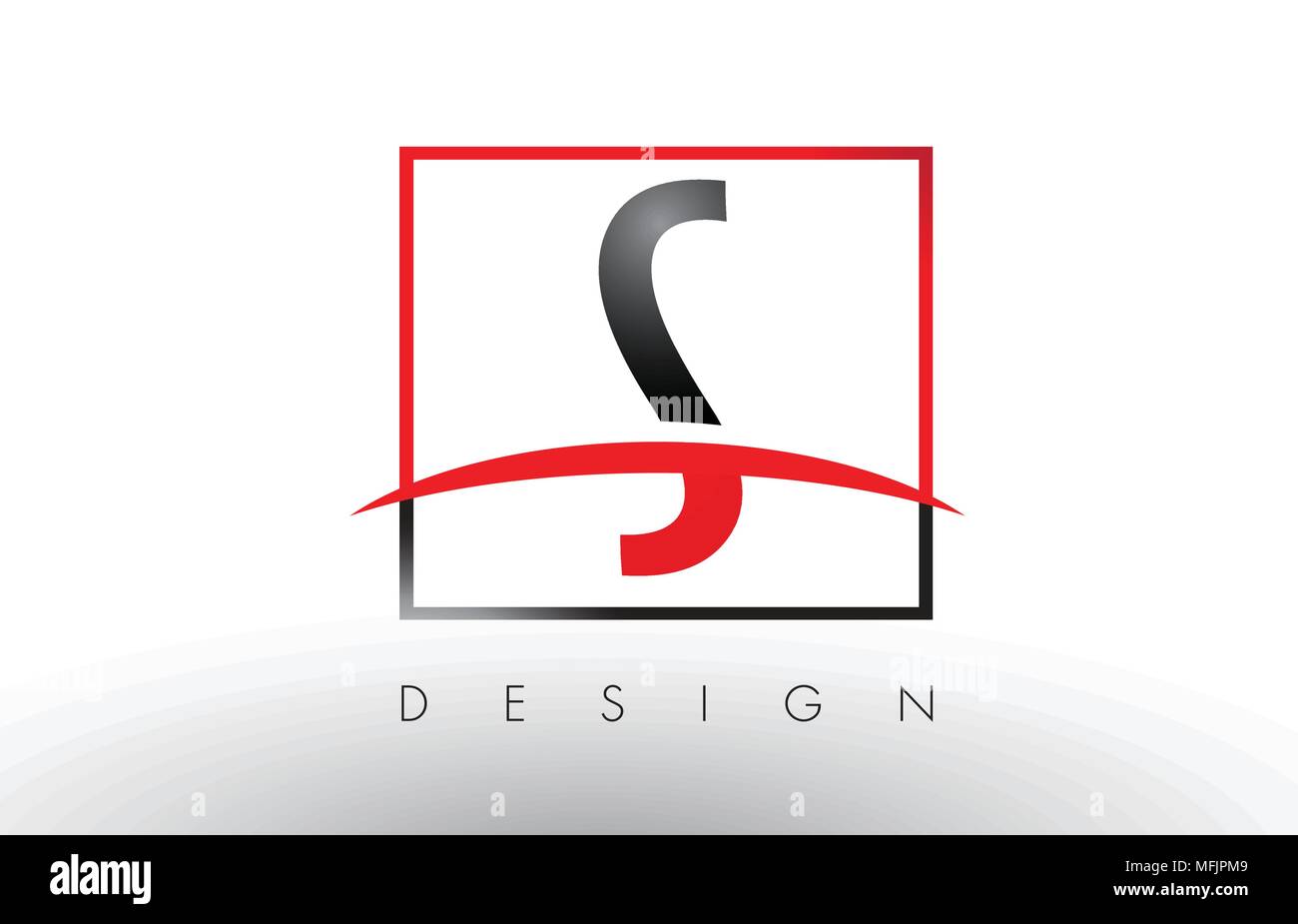 S Logo Briefe mit roten und schwarzen Farben und Swoosh. Kreatives Schreiben Design Vector. Stock Vektor