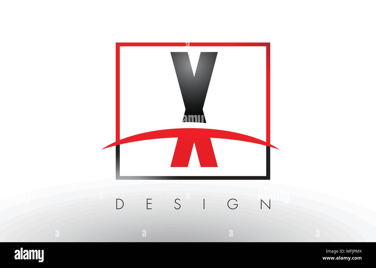 X Buchstaben, mit roten und schwarzen Farben und Swoosh. Kreatives Schreiben Design Vector. Stock Vektor