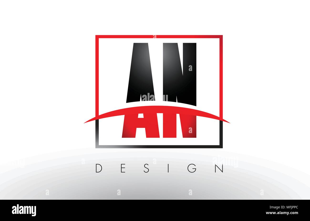 Ein N-Logo Briefe mit roten und schwarzen Farben und Swoosh. Kreatives Schreiben Design Vector. Stock Vektor