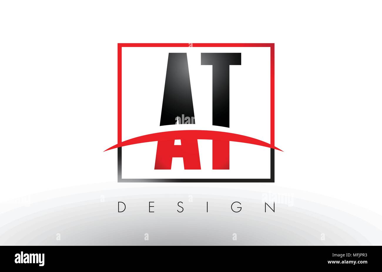 An einem T-Logo Briefe mit roten und schwarzen Farben und Swoosh. Kreatives Schreiben Design Vector. Stock Vektor