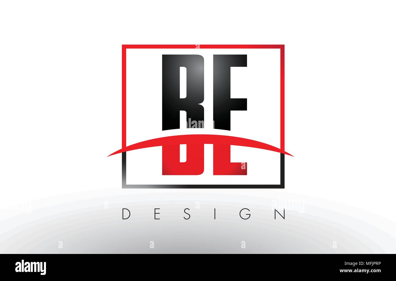 B E Buchstaben mit roten und schwarzen Farben und Swoosh. Kreatives Schreiben Design Vector. Stock Vektor