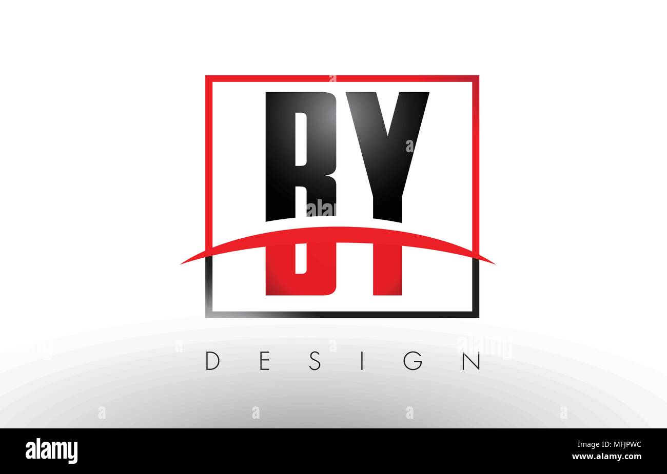 Von B Y Buchstaben mit roten und schwarzen Farben und Swoosh. Kreatives Schreiben Design Vector. Stock Vektor