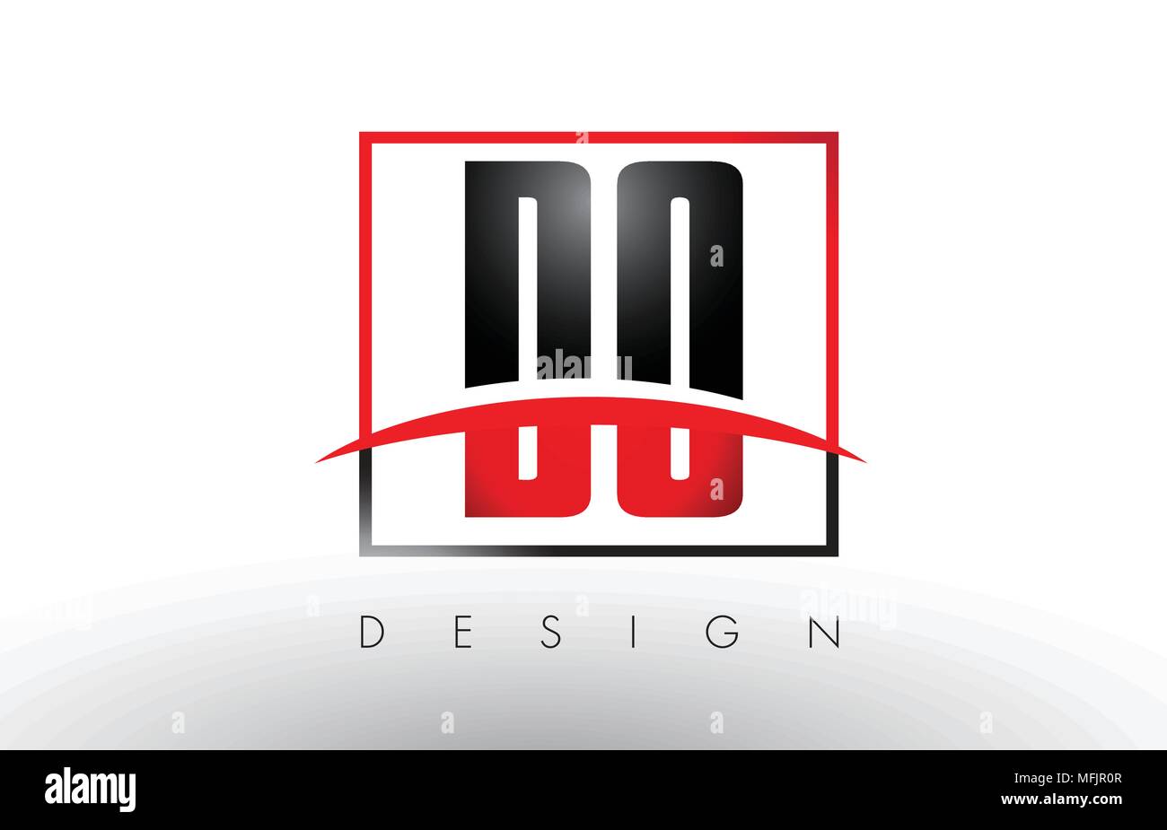 D O Buchstaben mit roten und schwarzen Farben und Swoosh. Kreatives Schreiben Design Vector. Stock Vektor