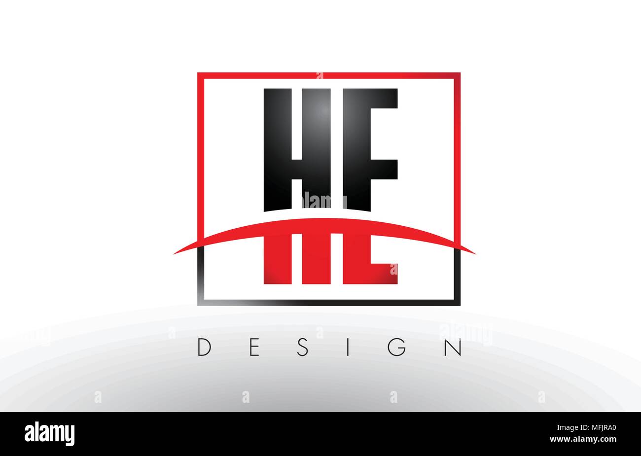 Er H E Buchstaben mit roten und schwarzen Farben und Swoosh. Kreatives Schreiben Design Vector. Stock Vektor