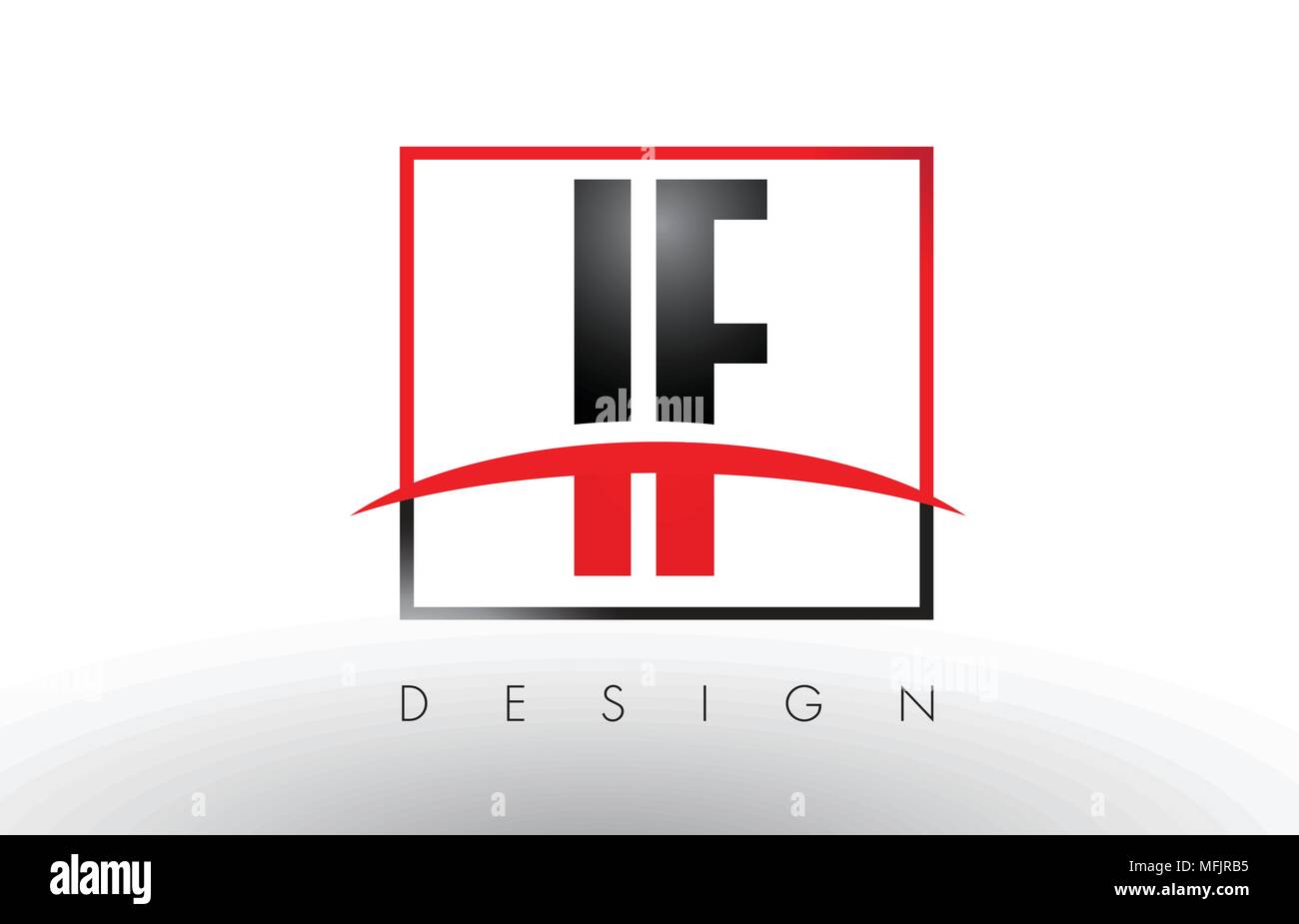 Wenn ich F Logo Briefe mit roten und schwarzen Farben und Swoosh. Kreatives Schreiben Design Vector. Stock Vektor