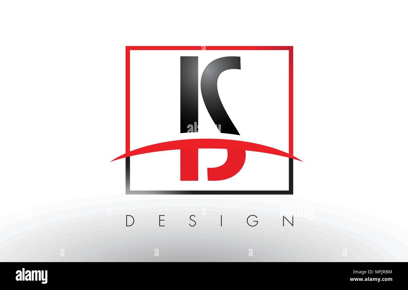 Ich S Logo Briefe mit roten und schwarzen Farben und Swoosh. Kreatives Schreiben Design Vector. Stock Vektor