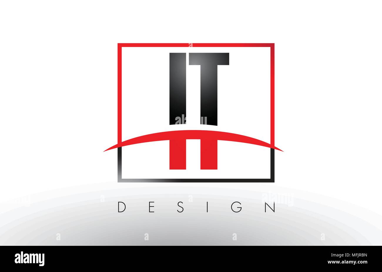 Er ICH T-Logo Briefe mit roten und schwarzen Farben und Swoosh. Kreatives Schreiben Design Vector. Stock Vektor